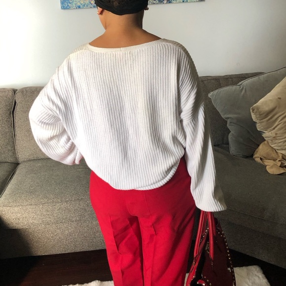White oversized ribbed sweater - Picture 5 of 7